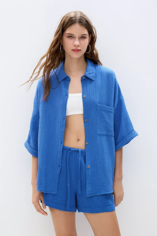 01-50 Textured short sleeve shirt