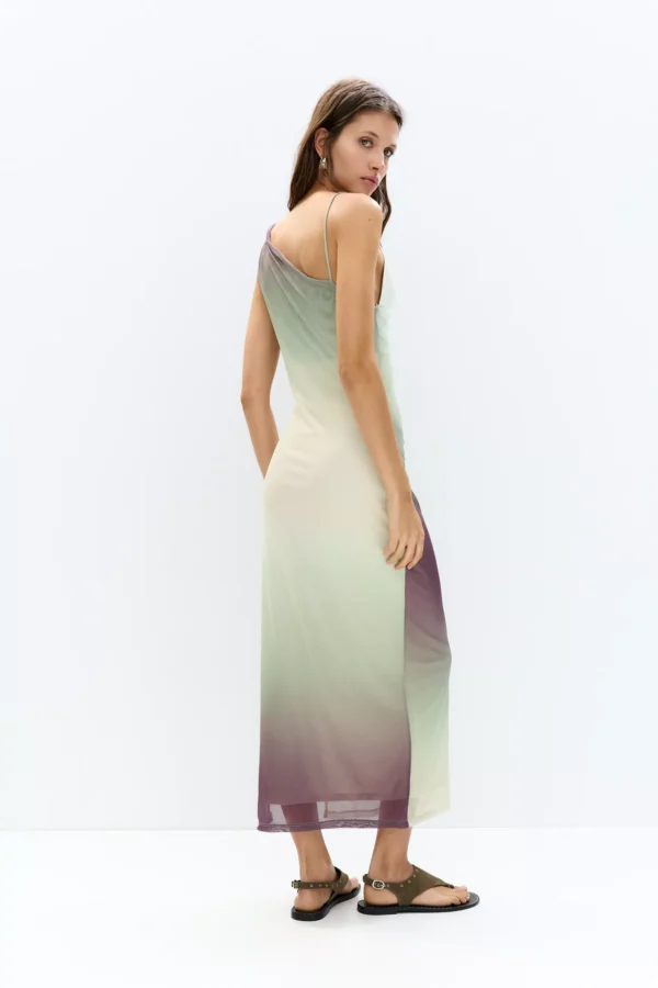 Asymmetric tulle midi dress