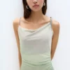 Asymmetric tulle midi dress