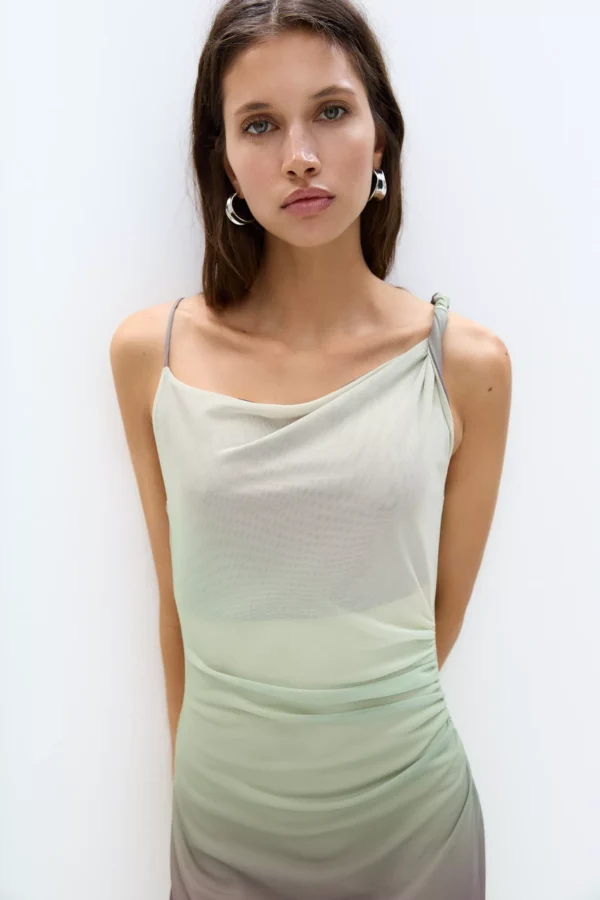 Asymmetric tulle midi dress