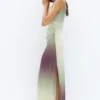Asymmetric tulle midi dress