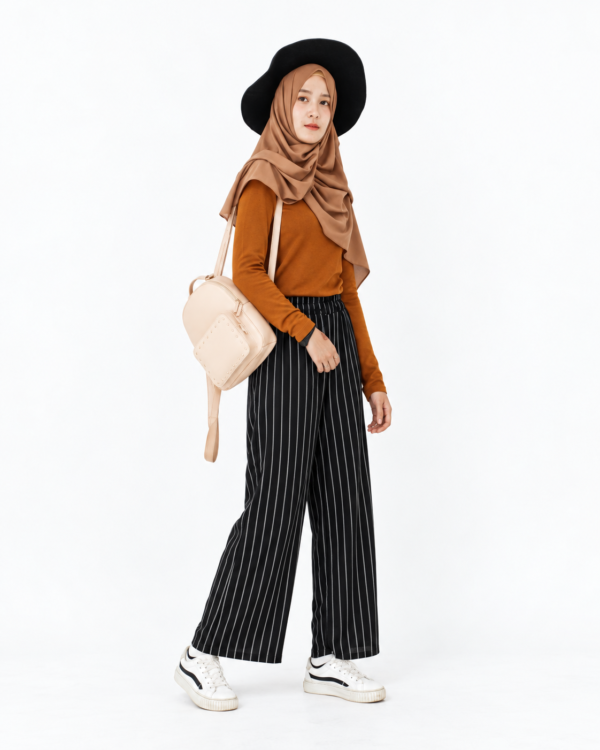 Striped Flutter Sleeve Overlap Collar