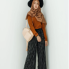 Striped Flutter Sleeve Overlap Collar